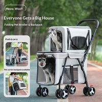 Poussette double étage détachable avec panier de transport amovible pour animaux, pliable, pour plusieurs animaux, chien, chat, chariot de voyage