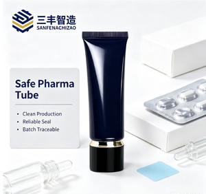 หลอดบีบครีมบำรุงรอบดวงตาพลาสติกสีดำสุดหรู พร้อมฝาเกลียวชุบทอง - Product Image 3