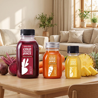 Transparante plastic fles voor koudgeperste sap, voedselveilig, wegwerpbaar, voor fruit sap, smoothie en drankenverpakkingen