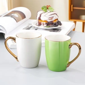 Ly sứ cao cấp sang trọng, tay cầm vàng, in hình tùy chỉnh, dùng uống cà phê, trà, sữa, dùng trong nhà, quà tặng Giáng sinh, tiệc tùng - Product Image 1