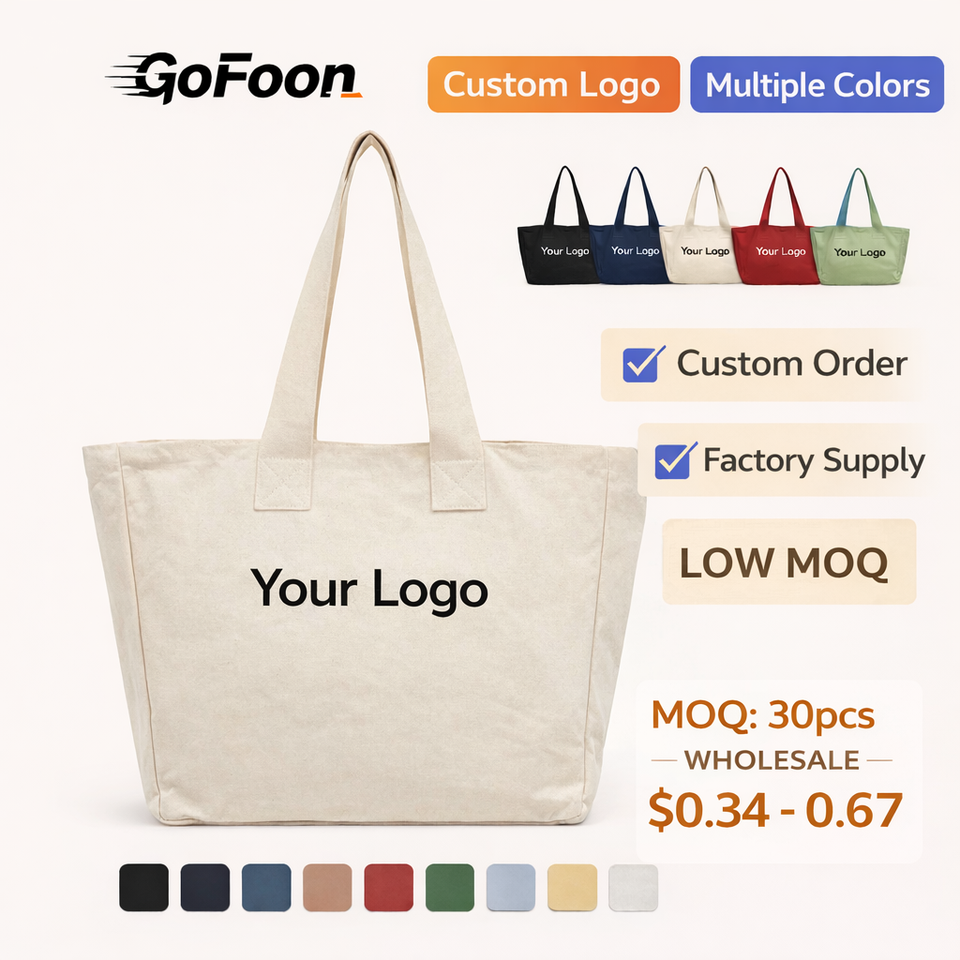 Custom Logo Eco-Friendly Washable Cotton Canvas Tote Bag Extra Large ...