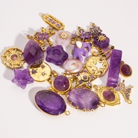 Pendentif DIY en acier inoxydable violet avec pierre naturelle, améthyste et cinérite, breloques électroplaquées sous vide toutes occasions, accessoires de pendentif
