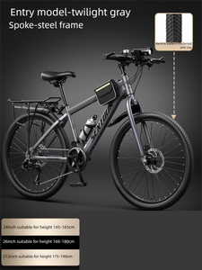 Vélo de ville à pédale ordinaire, édition phare, 24 vitesses, aluminium argenté, frein à disque, pour la remise en forme, les déplacements quotidiens, les loisirs - Product Image 3