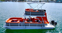 Chine Bateau ponton à deux étages de 30 pieds avec remorque à moteur Glissière de coque en aluminium à deux étages pour la pêche Moteur hors-bord inclus