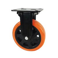 Roue pivotante de 4 pouces en PU orange de qualité moyenne à lourde, avec noyau en PP et roulement à billes, fournisseur chinois