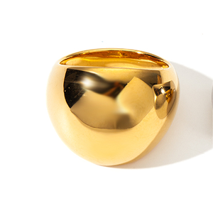 PVD Yellow Gold Plated 316L Stainless Steel Geometric <b>Ring</b> Sustainable Resistant Jewelry Unisex Fashion Accessory Gift - Product Image 1