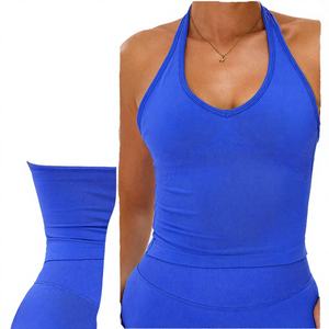 Haut de yoga pour femme à col ras du cou, dos nu, avec coutures, contrôle du ventre, maintien élevé, léger, respirant, pour fitness et course à pied - Product Image 3