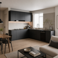 Îlot de cuisine et salle à manger intégrés de luxe moderne, mobilier sur mesure pour toute la maison, idéal pour la rénovation résidentielle et les projets immobiliers