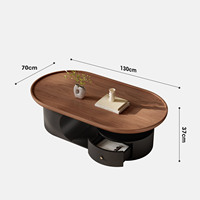 Table basse ovale de style antique, design créatif minimaliste, table centrale en bois pour la maison, table de salon avec rangement, table à thé