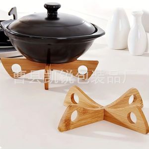 Bamboo Pot <b>Rack</b> Cross Shape Heat Resistant Support For Kitchen <b>Dish</b> Draining <b>Rack</b> - Product Image 3