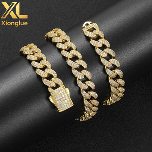 Fashion Hip Hop Jewelry 14K Gold Plated Miami Cuban Necklace Spring Clasp 12mm Bling CZ <b>Iced</b> <b>Out</b> Cuban Link <b>Chain</b> - Product Image 5