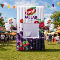 Stand publicitaire gonflable personnalisé entièrement imprimé, maison promotionnelle portable gonflable pour kiosque de marque de café, événements et expositions