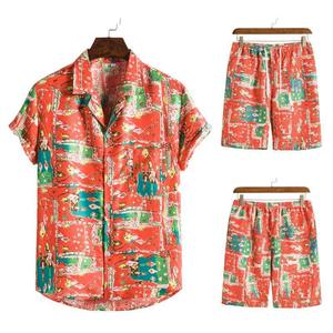 Nhãn Hiệu Riêng Hoa Hawaii In Phù Hợp Với Thiết Lập Hai Mảnh Người Đàn Ông Của Mùa Hè Bộ Ngắn Nửa Tay Áo Nút Áo Sơ Mi Quần Short Cho Nam Giới - Product Image 5