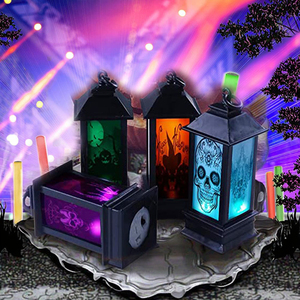 2025 Halloween plástico LED colorido gradiente calavera linterna calabaza luz nocturna Navidad faro 14*5CM - Product Image 2