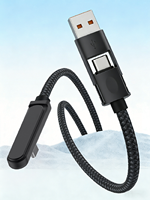 Câble de charge USB Type C avec support de téléphone invisible OEM ODM, charge rapide 240W, câble de données 2 en 1 pour le jeu, 1,5 m