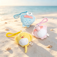 Porte-clés en peluche personnalisé sur mesure, jouets en peluche doux avec logo personnalisé, porte-clés en coton animaux marins, mascotte en gros