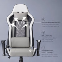Chaise de jeu 360 °   Chaise de bureau ergonomique pivotante et inclinable pour adulte, avec accoudoirs 2D, appui-tête et soutien lombaire