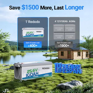 25.6V 100Ah 2560Wh LiFePO4 Battery Built in 100A BMS EV Grade A Cells For Solar Energy Storage RV Marine Redodo - Product Image 3