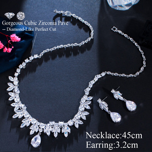 Collar y Pendientes con Forma de Hoja, Accesorios para Fiesta Nupcial, Color Plateado, Circonita Cúbica, Juego de Joyería para Novias, Los Mejores Regalos - Product Image 6