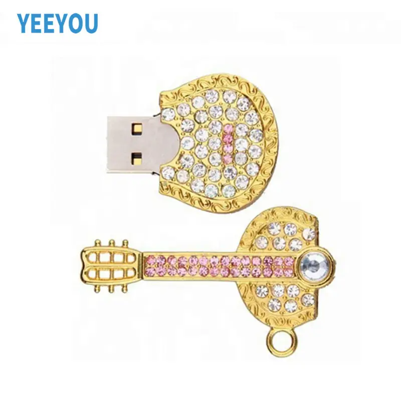 Lusso 4gb 16gb 32g 64gb 128gb bella Pen Drive chitarra Memory Stick di cristallo gioielli con diamanti Usb pollice regali Flash Drive