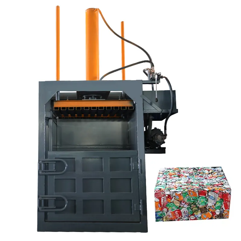 100T Vertical Hydraulic Carton Compress Small Scrap Metal Cardboard Box Cotton Aluminium Can Press Baler Machine