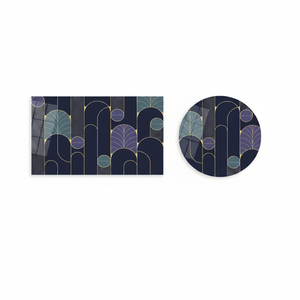 Arte Mural Moderno en Vidrio Morado: Impresión Abstracta Geométrica en Lienzo, ARTE EN VIDRIO TEMPLADO - Product Image 2
