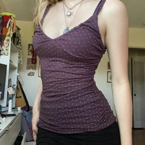 Hot girl's tight and slim V-neck <b>bra</b>-style design sexy camisole <b>top</b> polka dot printed pleated versatile <b>vest</b> - Product Image 3