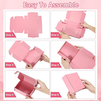 Emballage personnalisé en carton ondulé rose pour cosmétiques, boîte d'expédition postale pour produits de beauté avec logo