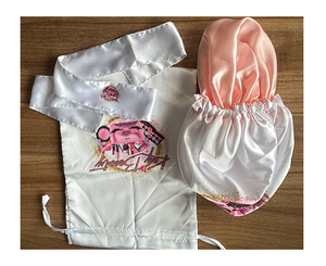 Bonnet de nuit en satin à couleur unie, faible MOQ, avec large bande élastique, pour femmes aux cheveux bouclés, avec logo personnalisé - Product Image 1