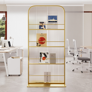 Cloison de bibliothèque de bureau en <span class=keywords><strong>fer</strong></span> et verre, écran décoratif mobile, pour bloquer la <span class=keywords><strong>vue</strong></span> dans le salon. - Product Image 4