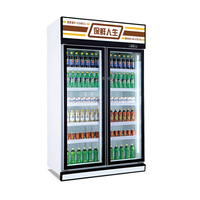 Réfrigérateur commercial vertical à double porte CE pour boissons et lait, équipement de réfrigération pour supermarchés