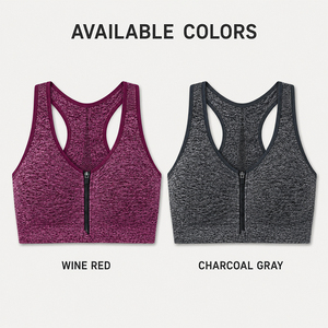 Soutien-gorge de sport pour femme avec fermeture éclair avant, sans armatures, maintien élevé, effet liftant et sculptant, extensible, pour la course, la gym et le yoga - Product Image 2