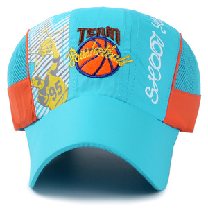 Team Basketball Embroidered Baseball Cap Quick Dry Breathable Sport Hat for Men Women Adults Sky Blue Orange Mesh Design - Product Image 1
