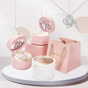 Valentinstag-Geschenkbox neuer Rad funkelndes Pulver Schmuck Ring Halskette Ohrringe Lichtbox kreative Box für Hochzeit Ehe