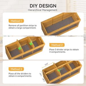 Organizador de utensilios de cocina de madera con múltiples compartimentos y base resistente al agua para almacenamiento en el escritorio. - Product Image 5