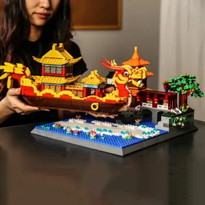 Wange 6232 China cultura Qinhuai río pintado barco mundo arquitectura <span class=keywords><strong>ladrillos</strong></span> ciudad juguetes regalos para niños juegos de bloques de construcción - Product Image 3