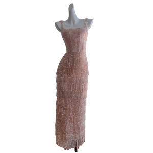 Robe de soirée élégante OUDINA, nouvelle tendance, qualité luxe, sans manches, longue, unie, teinte unie, style trompette, empire - Product Image 1