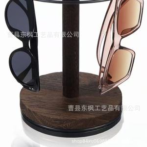 Support de rangement pour lunettes en bois, organisateur de bijoux rond rotatif pour lunettes de soleil, bracelets, colliers, en bois massif - Product Image 4