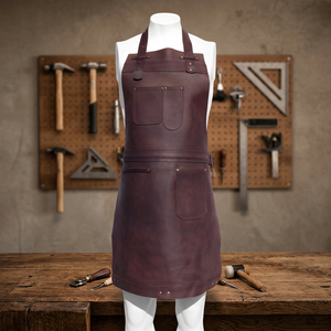 <b>Leather</b> Bib <b>Apron</b> Classic Style Durable Work <b>Apron</b> with Pockets for Cooking and Workshop Use - Product Image 2