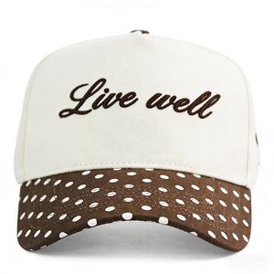 Casquette <span class=keywords><strong>de</strong></span> baseball en coton à 5 panneaux HBA54, bicolore, à pois, avec visière, style sportif et urbain, <span class=keywords><strong>de</strong></span> luxe, broderie Live Well, unisexe, vente en gros - Product Image 2