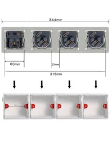 Soquete de parede de plástico alemão com 4 gangues de fábrica de interruptores profissionais com 4 portas de carregamento USB, tomadas e soquetes