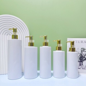 Luxury Wholesale 200ml 300ml Body Wash <b>Bottle</b> Eco Friendly Shampoo and Conditioner White Plastic <b>Pump</b> <b>Bottles</b> with Gold Head - Product Image 1