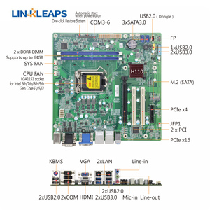 เมนบอร์ดอุตสาหกรรม Linkleaps H110 ATX รองรับ LGA1151 สำหรับซีพียู Intel Core I9 I7 I5 I3 รุ่นที่ 6 และ 9  พร้อมพอร์ต LAN แบบ Dual GbE, พอร์ต COM 6 ช่อง, และช่องเสียบ PCIe 2 ช่อง ยี่ห้อ Linkleaps Indus - Product Image 6