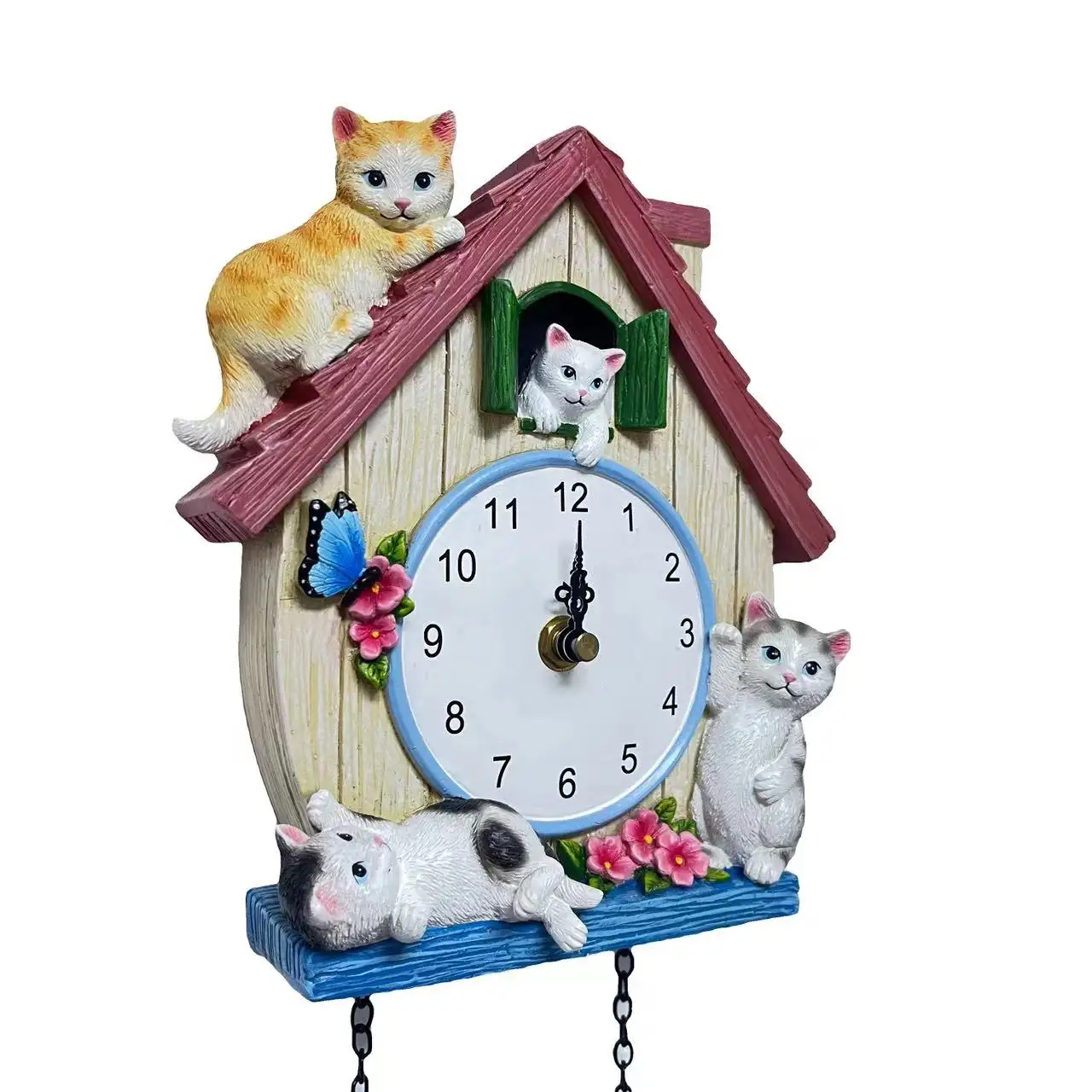 カスタマイズ可能なレジンクリエイティブかわいい猫の壁掛け時計