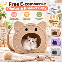 Maison pour chat en feutre personnalisée, forme visage de chat mignon, lit d'intérieur pour animaux de compagnie, grotte pour chat fermée et confortable, montage facile, vente en gros