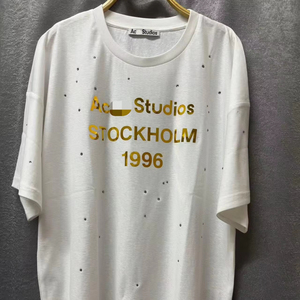 T-shirt a maniche corte con stampa a specchio e strass, versione autentica di alta qualità AC1996 - Top estivo di lusso, disponibile subito - Product Image 1