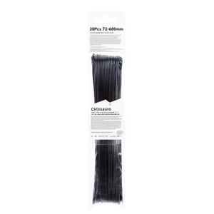 Attaches de câbles 7,2x600mm, paquet de 20 pièces noir et blanc pour l'organisation du câblage électrique - Product Image 2