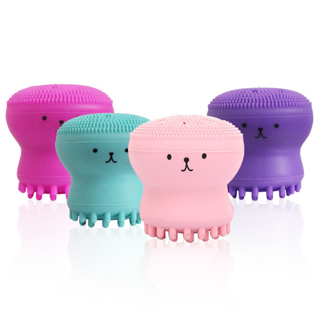 Hot Silicone Face Cleansing Brush Facial Cleanser Pore Cleaner Exfoliator Face Scrub Washing Brush Skin Care Small Octopus Shape