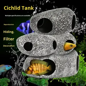 Pierre paysagère irrégulière en argile rouge pour aquarium, cachette pour cichlidés et crevettes, pour aquariums courts et aquariums de type 'Trois Lacs' égyptien - Product Image 2