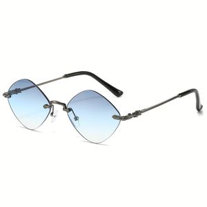 Gafas de Sol Punk Vintage 2025 con Logotipo Personalizado, Montura Metálica sin Aro, Protección UV400, Lentes de Sol con Forma de Diamante Poligonal para Hombre y Mujer - Product Image 5